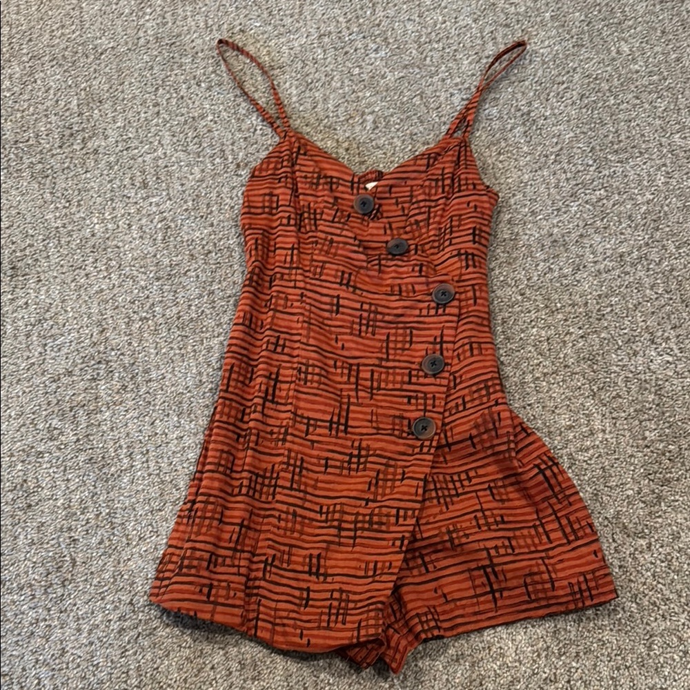 Trendy Orange and Black Romper